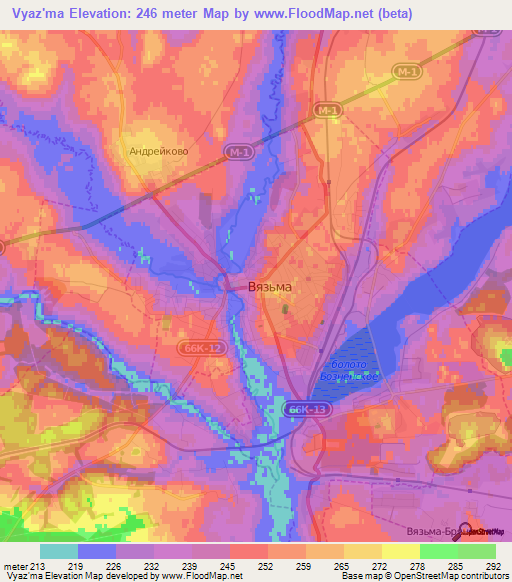 Vyaz'ma,Russia Elevation Map