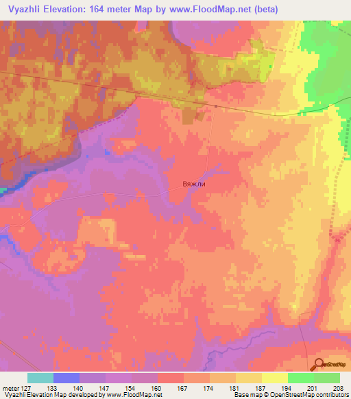 Vyazhli,Russia Elevation Map