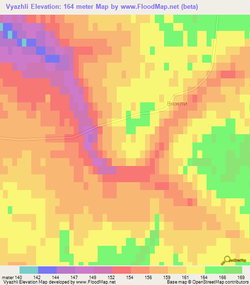 Vyazhli,Russia Elevation Map