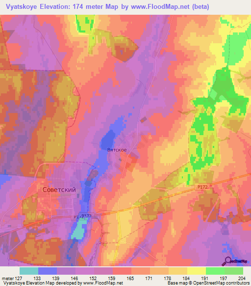 Vyatskoye,Russia Elevation Map