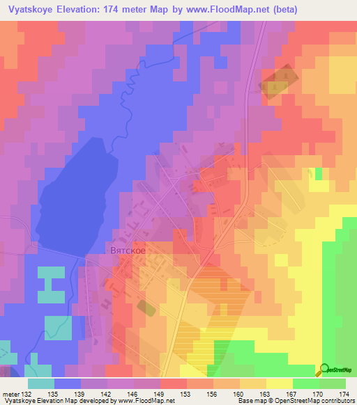 Vyatskoye,Russia Elevation Map