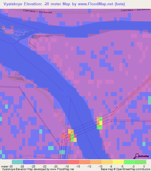 Vyatskoye,Russia Elevation Map