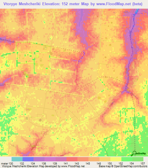 Vtoryye Meshcheriki,Russia Elevation Map