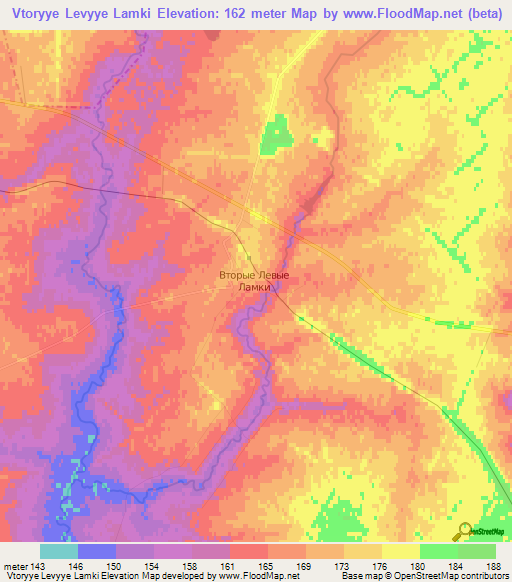 Vtoryye Levyye Lamki,Russia Elevation Map