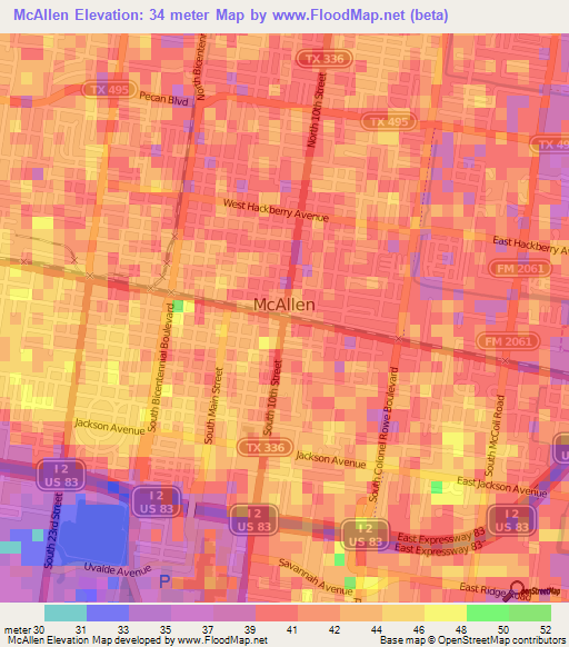 McAllen,US Elevation Map