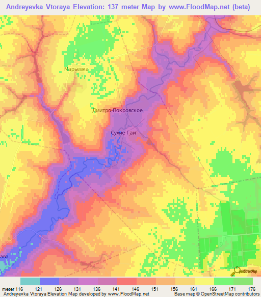 Andreyevka Vtoraya,Russia Elevation Map