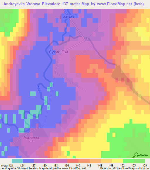 Andreyevka Vtoraya,Russia Elevation Map