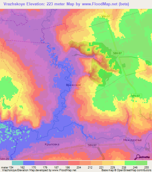 Vrazhskoye,Russia Elevation Map