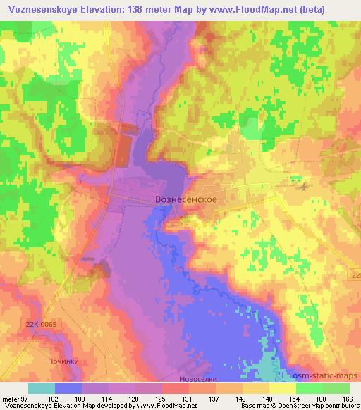 Voznesenskoye,Russia Elevation Map