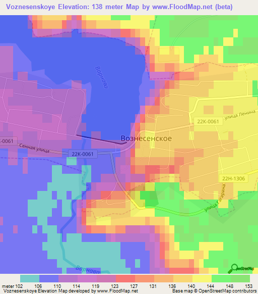 Voznesenskoye,Russia Elevation Map