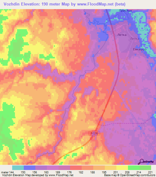 Vozhdin,Russia Elevation Map