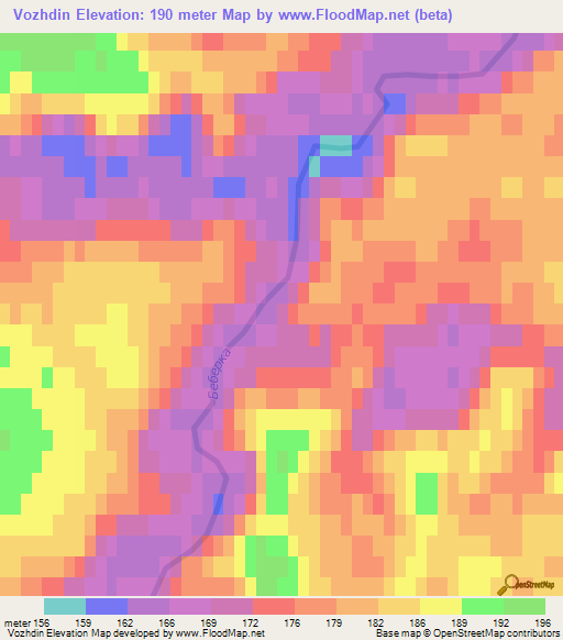 Vozhdin,Russia Elevation Map