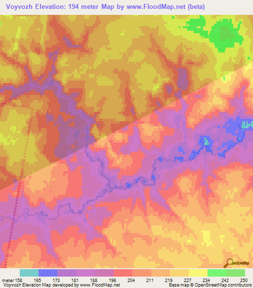 Voyvozh,Russia Elevation Map