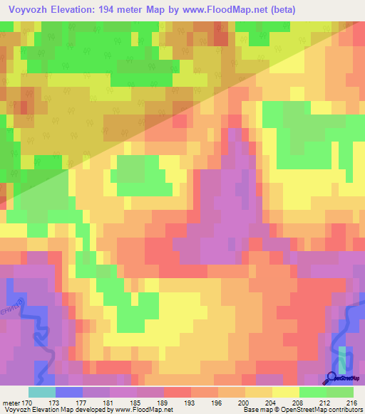 Voyvozh,Russia Elevation Map