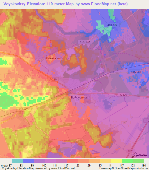 Voyskovitsy,Russia Elevation Map