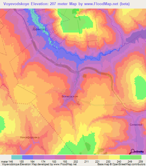 Voyevodskoye,Russia Elevation Map