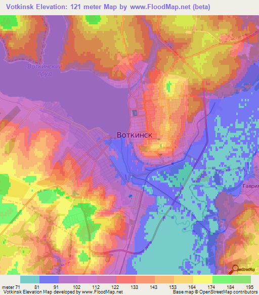 Votkinsk,Russia Elevation Map