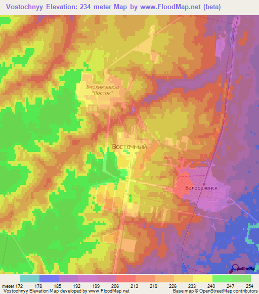 Vostochnyy,Russia Elevation Map