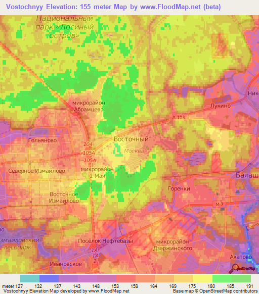 Vostochnyy,Russia Elevation Map