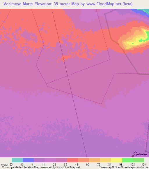 Vos'moye Marta,Russia Elevation Map