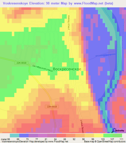 Voskresenskoye,Russia Elevation Map