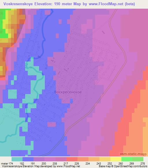 Voskresenskoye,Russia Elevation Map