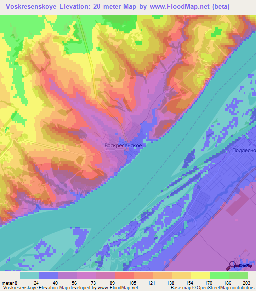 Voskresenskoye,Russia Elevation Map