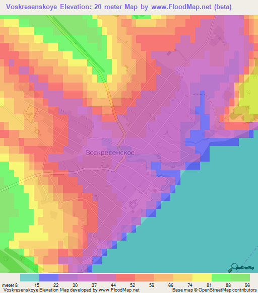 Voskresenskoye,Russia Elevation Map