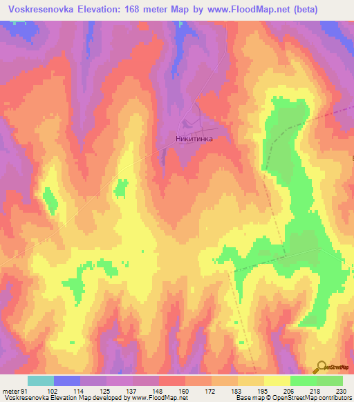 Voskresenovka,Russia Elevation Map