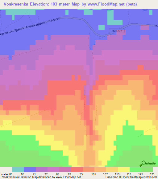 Voskresenka,Russia Elevation Map