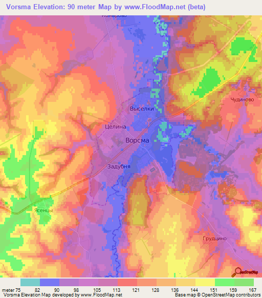 Vorsma,Russia Elevation Map