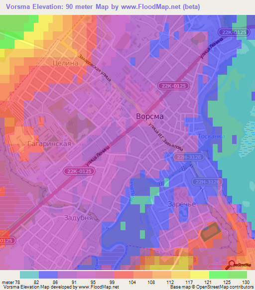 Vorsma,Russia Elevation Map