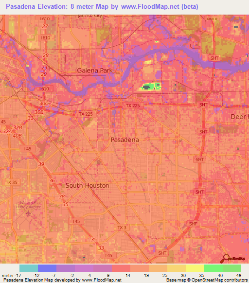 Elevation of Pasadena,US Elevation Map, Topography, Contour