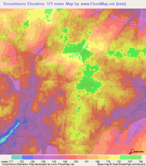 Vorozhtsovo,Russia Elevation Map