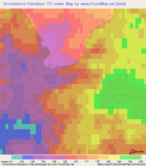 Vorozhtsovo,Russia Elevation Map