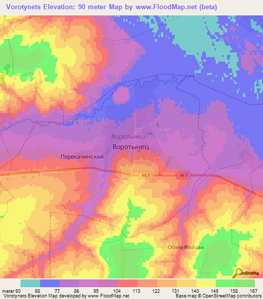 Vorotynets,Russia Elevation Map