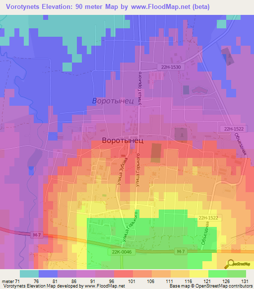 Vorotynets,Russia Elevation Map