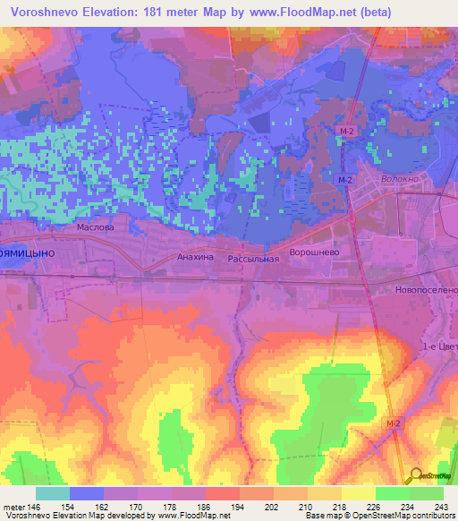 Voroshnevo,Russia Elevation Map