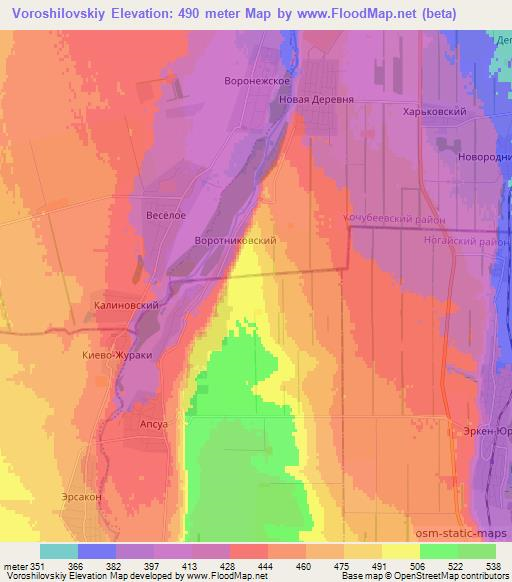 Voroshilovskiy,Russia Elevation Map