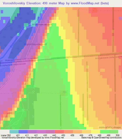 Voroshilovskiy,Russia Elevation Map