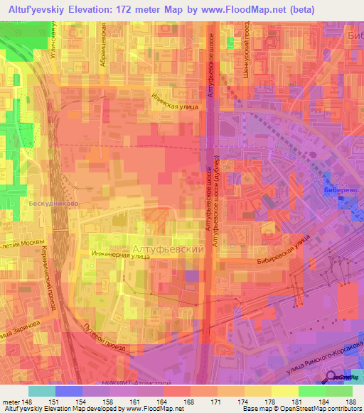 Altuf'yevskiy,Russia Elevation Map
