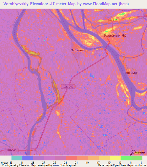 Vorob'yevskiy,Russia Elevation Map