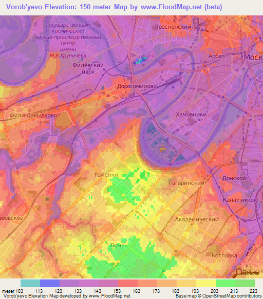 Vorob'yevo,Russia Elevation Map