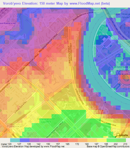 Vorob'yevo,Russia Elevation Map