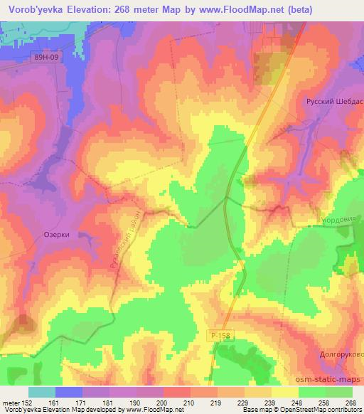 Vorob'yevka,Russia Elevation Map