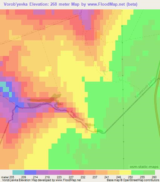 Vorob'yevka,Russia Elevation Map