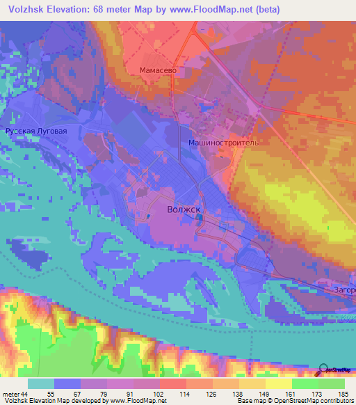 Volzhsk,Russia Elevation Map