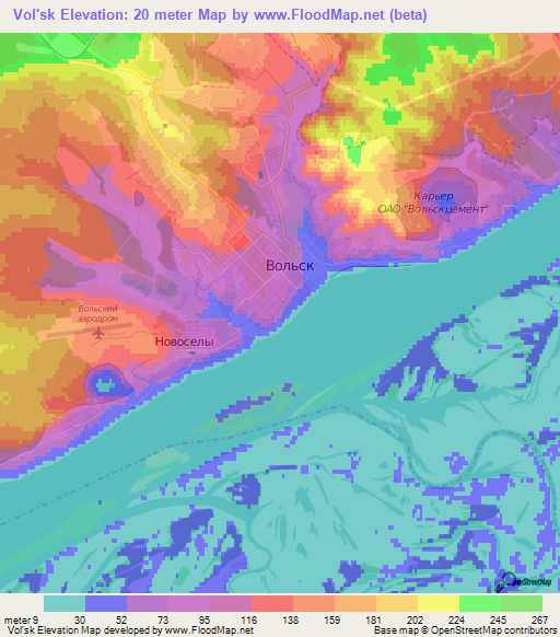 Vol'sk,Russia Elevation Map