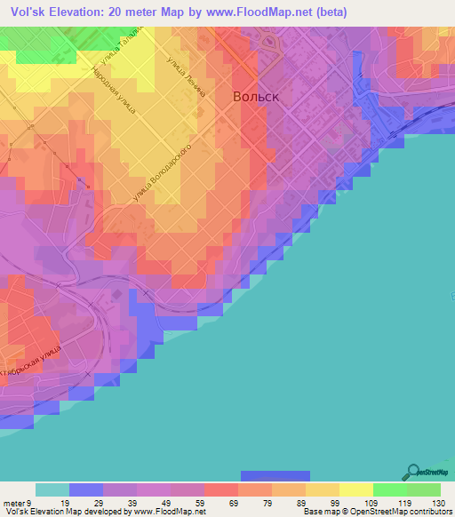 Vol'sk,Russia Elevation Map