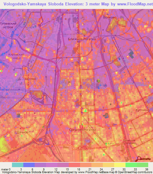Vologodsko-Yamskaya Sloboda,Russia Elevation Map
